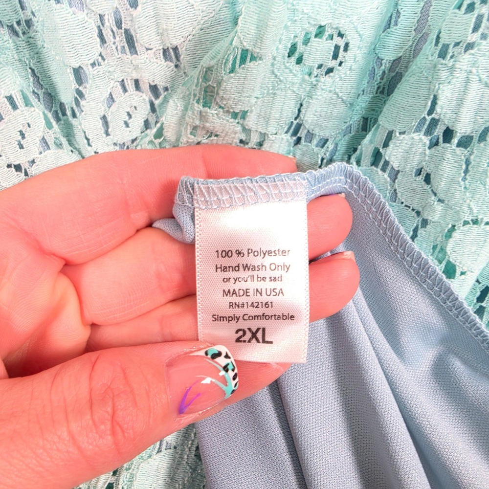 Lularoe Floral Maxi Skirt Women's 2XL Blue Lace Layered Cottagecore Coquette - Picture 8 of 14